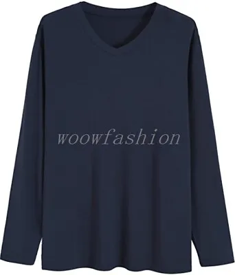 $12.90 • Buy Men Bamboo Viscose T Shirt  V Neck Long Sleeves Top Sleepwear Blouse Shirts Tee