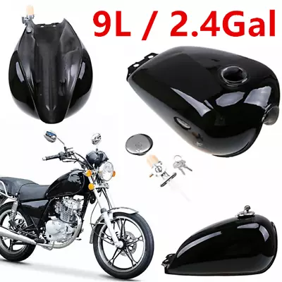 9L / 2.4Gal Universal Custom Retro Cafe Racer Motorcycle Fuel Gas Tank Key Cover • $81.98