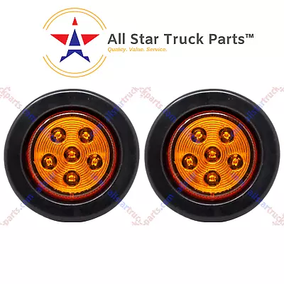 2.5  Inch Round 6 LED Amber Light Truck Trailer Side Marker Clearance Kit- Qty2 • $17.95