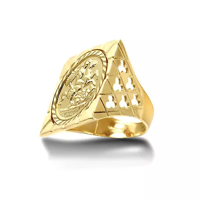 9ct Gold Jewelco London Clubs Clovers Square Top St George Ring (Full Sov Size) • £878.99