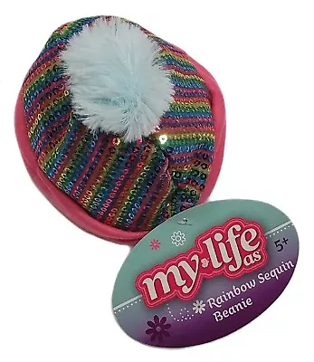 My Life As - Rainbow Sequin Beanie With Pom Pom - Winter Hat For 18  Dolls  • $10.24