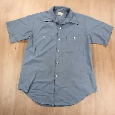 Vtg JC Penney Work Shirt XL Cotton Blend Chambray Color Selvedge 70s 80s • $29