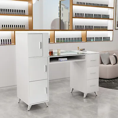 Manicure Table Makeup Station Nail Desk Salon Office Storage Wrist Rest+Drawers • $239.99