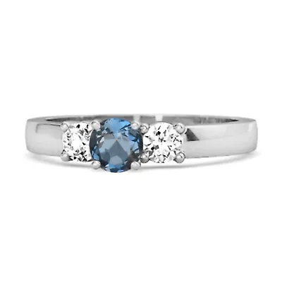 Tri Stone London Blue Topaz Gemstone 925 Sterling Silver Mystery Ring For Women • $27