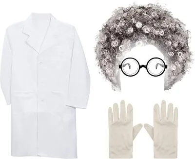 £9.99 • Buy Mad Scientist Fancy Dress Nerd Costume Albert Einstein Physicist Stag Party 4 Pc