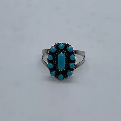 Vintage Southwest Sterling Silver Turquoise Cluster Ring Size 9 • $63.99