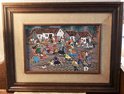 Merle Reivich Mexican Dance Of The Chinelos Signed Framed Oil On Canvas 1983 • $175
