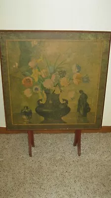 Antique Wood Folding Floral Design Card Table/fireplace Screen • $188