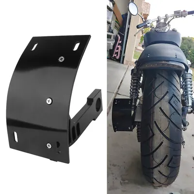 Motorcycle Side Mount License Plate Bracket Holder Curved Vertical For Harley • $25.99