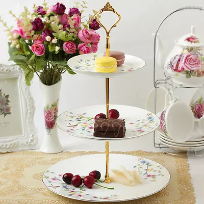 2/3 Tier Cake Plate Stand Cupcake Fitting Silver Golden Wedding Party Cockt ZDP • £5.65