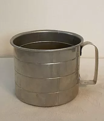 Vintage 2 Cup Aluminum Measuring Cup Embossed With Handle Metal Tin Farmhouse • $11.98