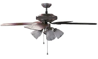 Sakura 52  220-240 Volt Ceiling Fan 220/240V Antique Brass 5 Blades 4 Lights • $159.90