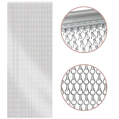 GlamHaus Fly Screens For Doors 90cm X 210cm Aluminium Metal Chain Link Curtain • £74.99