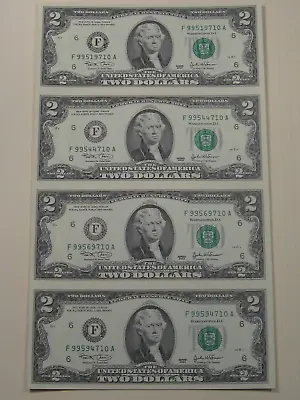 CU Crisp 4 Note SHEET $2 TWO Dollar 2003 FRN Notes F-Series Atlanta.  #24 • $29.97