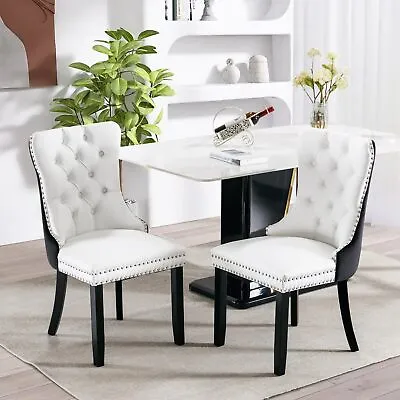 Leather Dining Room Chairs Set Of 2/4/6/8 With Wood Legs Armchair Kitchen Modern • $141.99