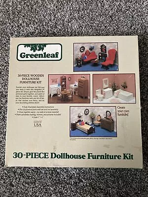 Vintage 1987 NOS Greenleaf 30-Piece Wooden Dollhouse Furniture Kit #9030 • $29.98