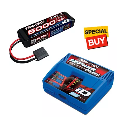 Traxxas 5000mAh 7.4v 2-Cell 25C LiPo Battery W/ EZ-Peak Plus Fast Charger • $114.95