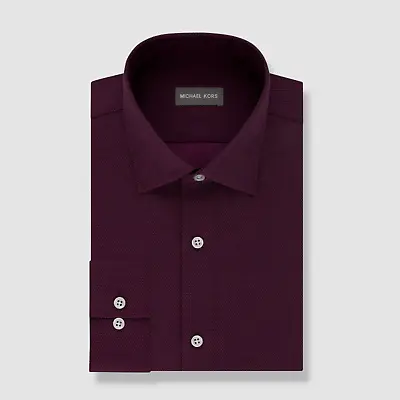 $90 Michael Kors Men's Purple Regular-Fit Stretch Dress Shirt Size 17.5 36/37 • $29.18