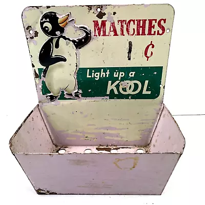 Vintage 1930s KOOL Cigarettes Metal Store Advertising Sign Matchbook Holder • $59.99