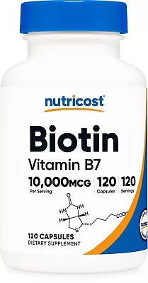 Nutricost Biotin (Vitamin B7) 10000mcg (10mg) 120 Capsules • $9.99