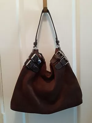 Cole Haan Brown Suede And Patent Leather Hobo Satchel Purse  Great Condition  • $29