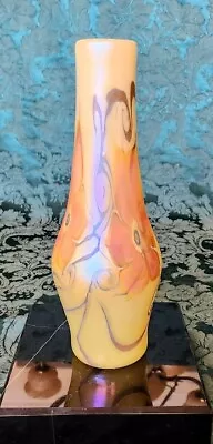 VANDERMARK Tall Table Vase Iridescent Art Nouveau Design 10.5 Inches • $335