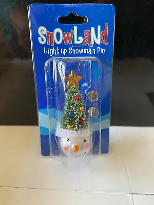 Midwest Of Cannon Falls Snowland Snowman Head Christmas Tree Light Up Pin NEW • $14.99