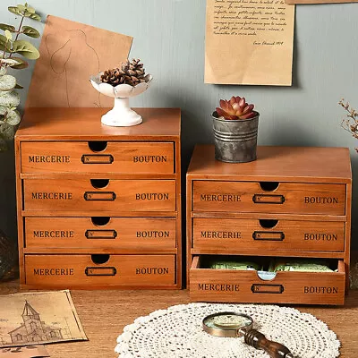 £13.95 • Buy Wooden Drawer Storage Boxes Desktop Tidy Organizer Office Desk Pencil Pen Holder