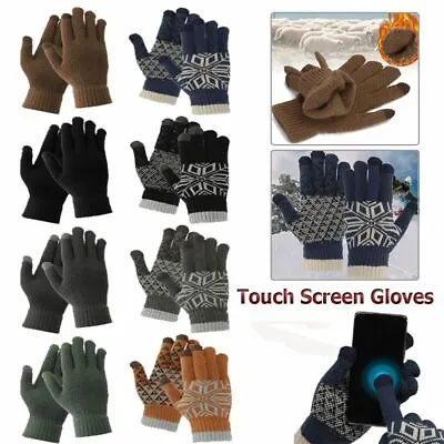 Men Winter Warm Snow Gloves Touchscreen Thick Knit Thermal Wool Mitten Xmas Gift • $7.59