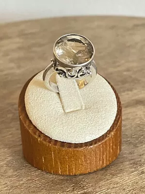 Vintage Round Citrine Size 7 Sterling Silver Cocktail Ring • $100