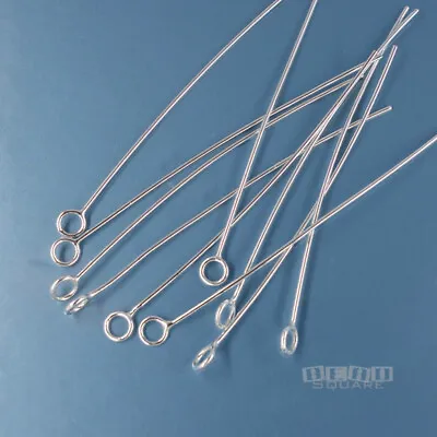 10 Solid Sterling Silver Secure Soldered Closed Ring Eye Head Pins 40mm (1.57 ) • $5.20