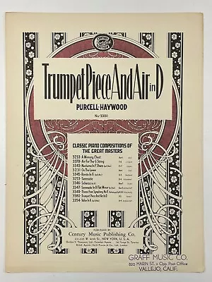 VTG Sheet Music Trumpet Piece And Air In D • $6.99
