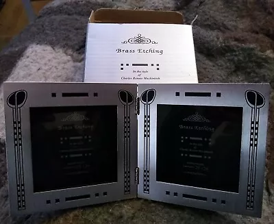 £7.50 • Buy DECO Folding Double PICTURE FRAME Mackintosh Style Brass Etching New Boxed Gift