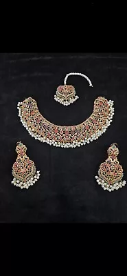 Indian Pakistani Bollywood Bridal Style Long Fancy Necklace Fashion Jewelry Set • $59.99