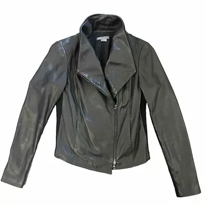 Vince Scuba Soft Leather Jacket Asymmetrical Coat Moto Black Small /P • $215