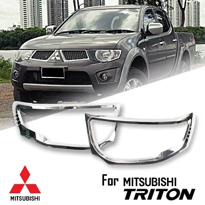 Chrome Front Headlight Cover For 05-14 Mitsubishi L200 Triton MN ML Animal Warri • $62.99