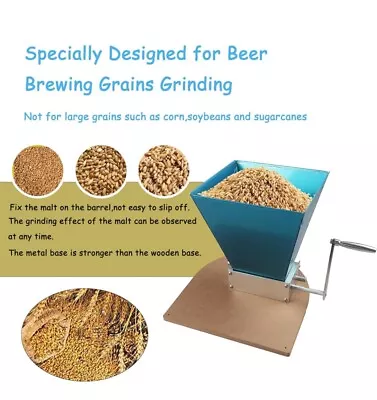 2 Roller Grain Mill Stainless Steel Adjustable Barley Malt Crusher - KH-A170 • $70