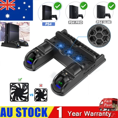 $36.99 • Buy Vertical Stand For PS4/PS4 Slim/PS4 Pro Cooling Fan PS4 Controller Charging Dock