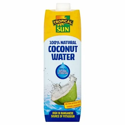 Tropical Sun Coconut Water -100% Natural Refreshing -  1L X  6 Pack (MULTIPACK) • £19.99
