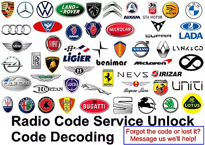 Car Radio Code Unlocking Decoding Codelock For All Brand Cars Audi VW Seat Skoda • £0.99