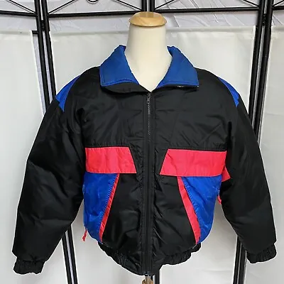 Edelweiss Mens XL Vtg 90s Black Winter Ski Coat Full Zip Duck Down • $44.96