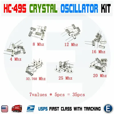Hc-49s Crystal Oscillator Quartz Resonator Kit 4 8 12 16 20 25Mhz 32.768Khz • $3.51