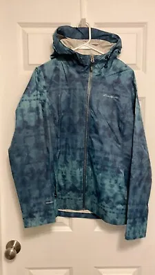 MINT Eddie Bauer Sz Large Blue Batik Waterproof Weatheredge Rain Coat Jacket • $30