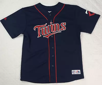 VTG Majestic MLB Minnesota Twins Kids Dark Blue Blue Jersey Morneau 33 • $14.49