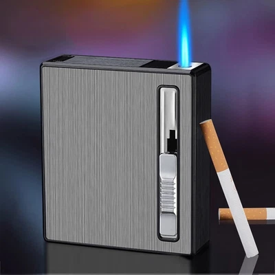 £10.98 • Buy Automatic Cigarette Case Dispenser With Built In Torch Lighter For 20 Cigarettes
