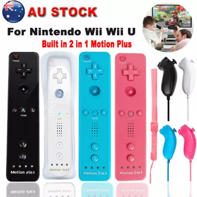 Wii Motion Plus Remote Controller Nunchuck For Nintendo Wii &Wii U &Strap AU • $35