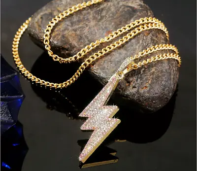 Elvis Presley Lightning Bolt Logo Rock Concert TCB Chain Necklace Pendant Mens • $19.99