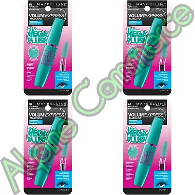 *4-Pack* Maybelline Volum'Express Mascara Very Black The Mega Plush 0.3 Oz   • $23.99