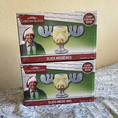 National Lampoon's Christmas Vacation Glass Moose Mug 8oz NEW Set • $39.99