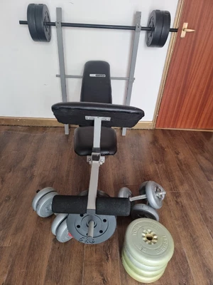 £80 • Buy Pro Fitness Workout Bench York Dumbbells Barbell 64kg Weights Spinlock 